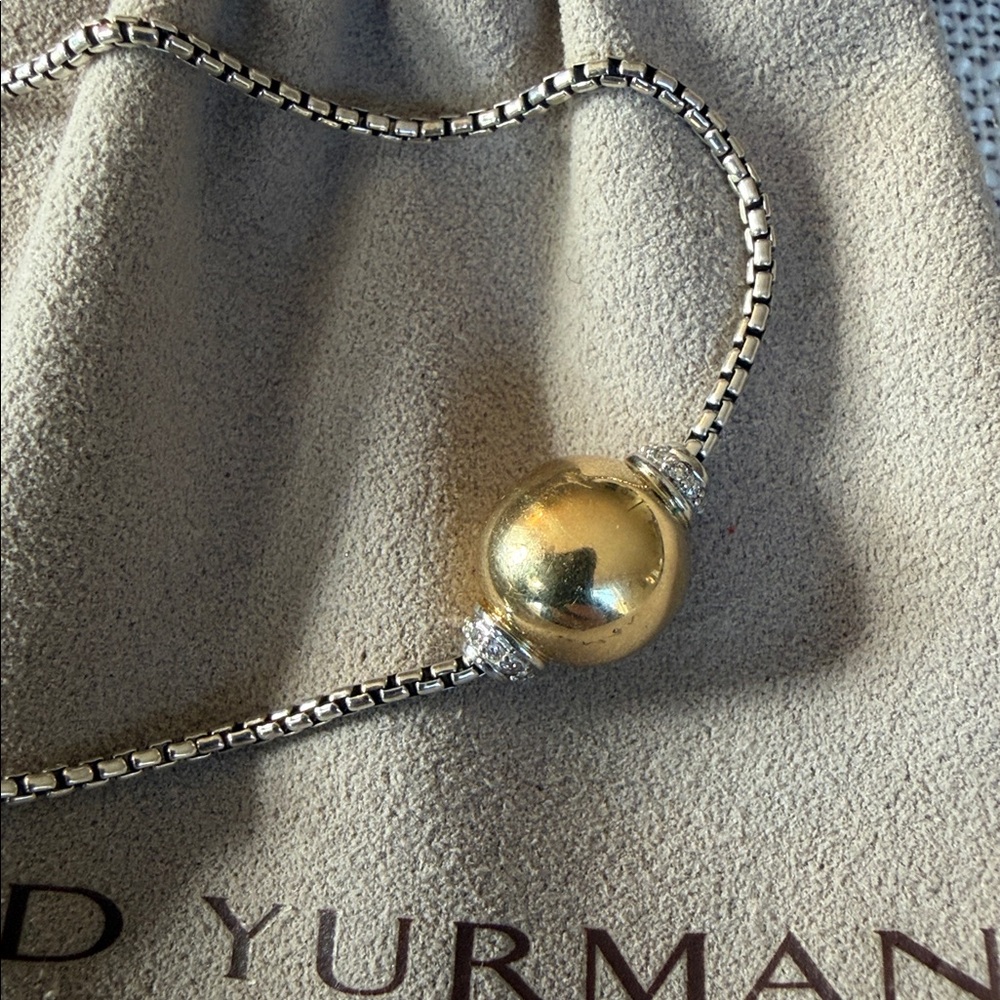 David Yurman Solari necklace sterling silver with 18k ball and diamonds - Picture 5 of 10